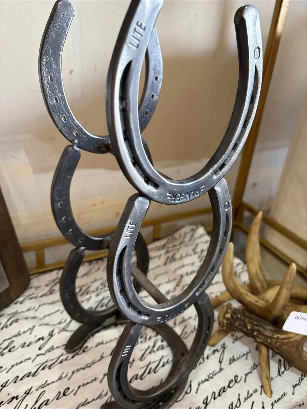 Rustic Horseshoe Wine Holder